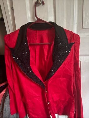 Women’s Red Blazer with Black Sequin Lapel